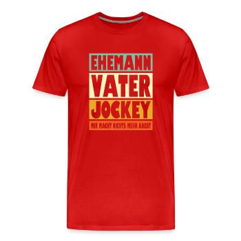 Jockey Vater Ehemann Held - Männer Premium Bio T-Shirt - Rot - Vorne - Damien (186cm)