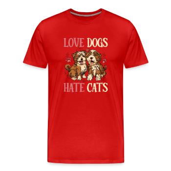 Chers chiens détestent les chats Chiot Amoureux des chiens - T-shirt bio Premium Homme - rouge - Devant - Damien (186cm)