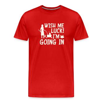 Lustiges Schulhausmeisterin Putzen - Männer Premium Bio T-Shirt - Rot - Vorne - Damien (186cm)