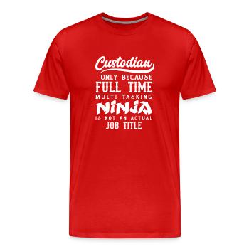 School Janitor Ninja Job Title - Men's Premium Organic T-Shirt - red - Front - Damien (186cm)