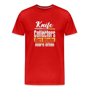 Couteau de boucher Couteau Collectionneur de couteaux - T-shirt bio Premium Homme - rouge - Devant - Damien (186cm)