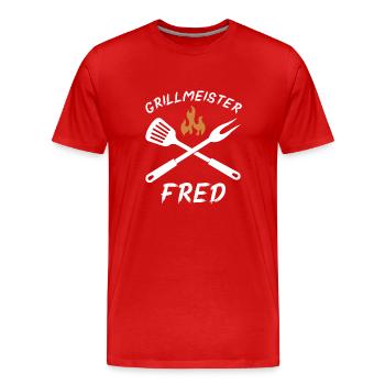 Grillmeister Fred - Männer Premium Bio T-Shirt - Rot - Vorne - Damien (186cm)