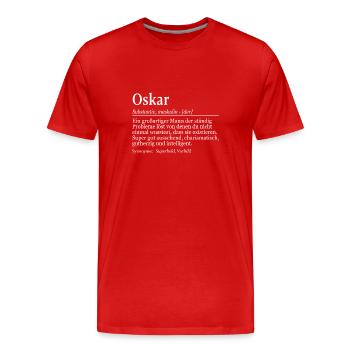 Oskar Definition Namenstag Geburtstag Name - Männer Premium Bio T-Shirt - Rot - Vorne - Damien (186cm)