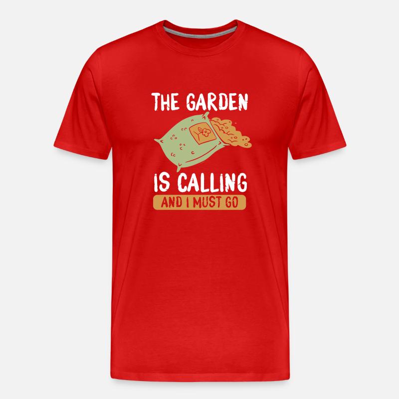 Der Garten Ruft - Männer Premium Bio T-Shirt - Rot