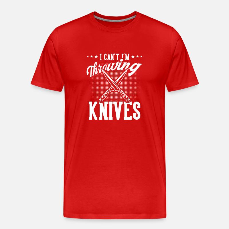 Messerwurfscheibe Geschenk Messerwerfer - Männer Premium Bio T-Shirt - Rot