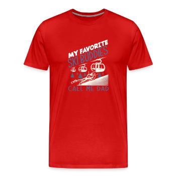 Skifahren Papa Skifahrer Vater Geschenk - Männer Premium Bio T-Shirt - Rot - Vorne - Damien (186cm)