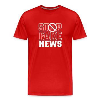 Halte aux fake news Droit de la presse Liberté de la presse - T-shirt bio Premium Homme - rouge - Devant - Damien (186cm)
