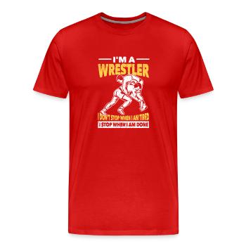 Je suis un lutteur drôle fan de lutte Arts martiaux - T-shirt bio Premium Homme - rouge - Devant - Damien (186cm)