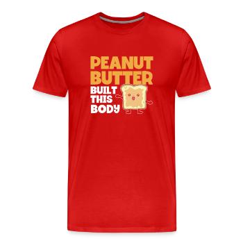 Beurre de cacahuète disant cadeau d'amant de beurre de cacahuète - T-shirt bio Premium Homme - rouge - Devant - Damien (186cm)