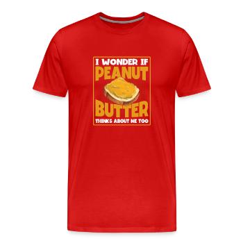 Beurre de cacahuète disant cadeau d'amant de beurre de cacahuète - T-shirt bio Premium Homme - rouge - Devant - Damien (186cm)