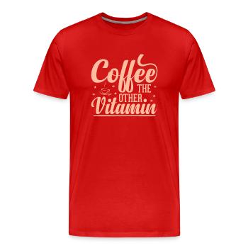 Café L’autre vitamine - Drôle de café - T-shirt bio Premium Homme - rouge - Devant - Damien (186cm)