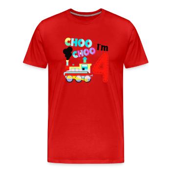 Steam Train Driver Trainspotting - Men's Premium Organic T-Shirt - red - Front - Damien (186cm)