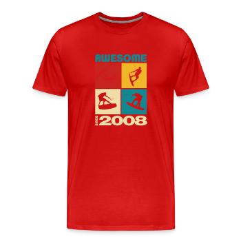 Awesome since 2008. Wakeboard Lifestyle - Men's Premium Organic T-Shirt - red - Front - Damien (186cm)