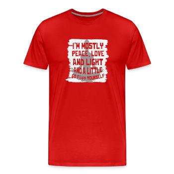 Je suis surtout la paix, l’amour et la lumière Méditation Citations - T-shirt bio Premium Homme - rouge - Devant - Damien (186cm)