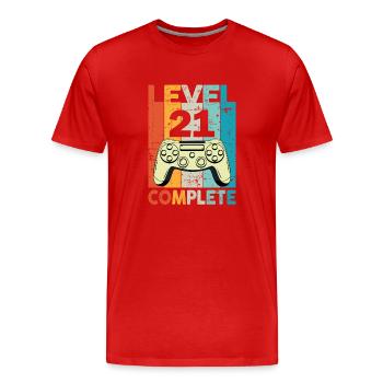 Level 21 Complete Gaming Birthday - Men's Premium Organic T-Shirt - red - Front - Damien (186cm)