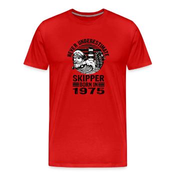 Never Underestimate Skipper né en 1975 - T-shirt bio Premium Homme - rouge - Devant - Damien (186cm)