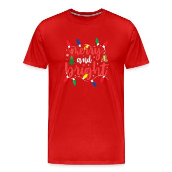 Réveillon de Noël - Joyeux et lumineux - T-shirt bio Premium Homme - rouge - Devant - Damien (186cm)
