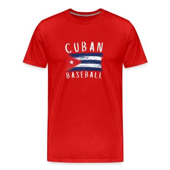 Latino cubain Cuba Baseball - T-shirt bio Premium Homme - rouge - Devant - Damien (186cm)