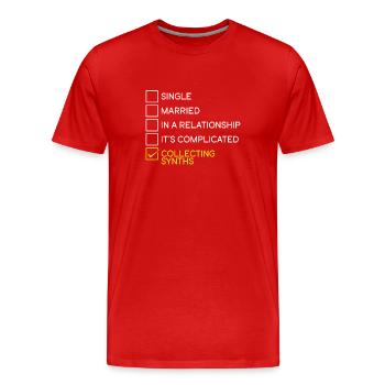 Collecting synthesizer instruments - Men's Premium Organic T-Shirt - red - Front - Damien (186cm)