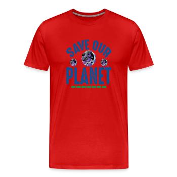 Save Our Planet Earth Protection Support - Männer Premium Bio T-Shirt - Rot - Vorne - Damien (186cm)