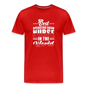 OP Krankenschwester - Männer Premium Bio T-Shirt - Rot - Vorne - Damien (186cm)