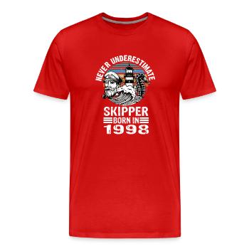 Never Underestimate Skipper né en 1998 - T-shirt bio Premium Homme - rouge - Devant - Damien (186cm)