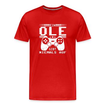 Ole Gaming Konsole PC Gamer Geschenk - Männer Premium Bio T-Shirt - Rot - Vorne - Damien (186cm)