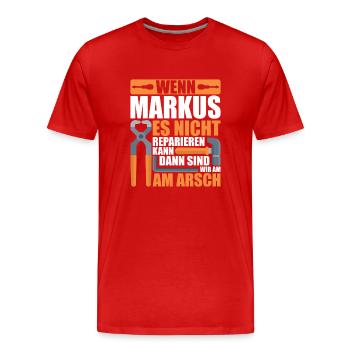 Vorname Markus Name Geburtstag Geschenk - Männer Premium Bio T-Shirt - Rot - Vorne - Damien (186cm)