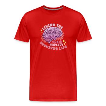 Brain Surgery Joke Brain Surgery Awareness Gift - Men's Premium Organic T-Shirt - red - Front - Damien (186cm)