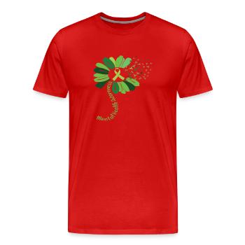 Mental Health Awareness Flower Green Ribbon - Men's Premium Organic T-Shirt - red - Front - Damien (186cm)
