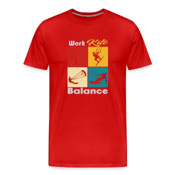 Équilibre du cerf-volant de travail. Style de vie Vintage Design, Travail - T-shirt bio Premium Homme - rouge - Devant - Damien (186cm)