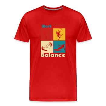 Équilibre du cerf-volant de travail. Style de vie Vintage Design, Travail - T-shirt bio Premium Homme - rouge - Devant - Damien (186cm)
