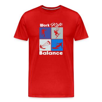 Équilibre du cerf-volant de travail. Style de vie Vintage Design, Travail - T-shirt bio Premium Homme - rouge - Devant - Damien (186cm)