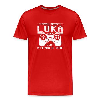 Luka Gaming Konsole PC Gamer Geschenk - Männer Premium Bio T-Shirt - Rot - Vorne - Damien (186cm)
