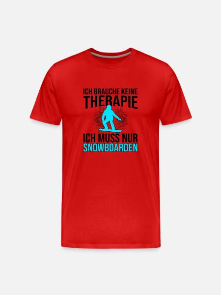 Snowboarden Therapie Spruch - Männer Premium Bio T-Shirt - Rot