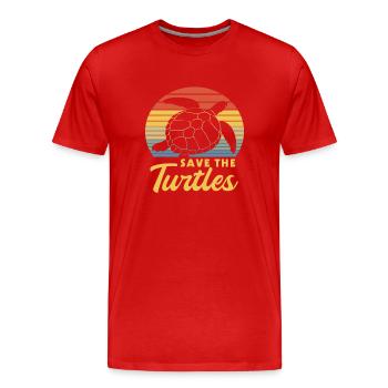 Rette die Turtles Retro - Männer Premium Bio T-Shirt - Rot - Vorne - Damien (186cm)