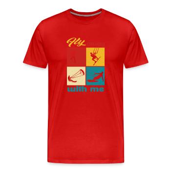 Envolez-vous avec moi. Lifestyle Vintage Design - T-shirt bio Premium Homme - rouge - Devant - Damien (186cm)