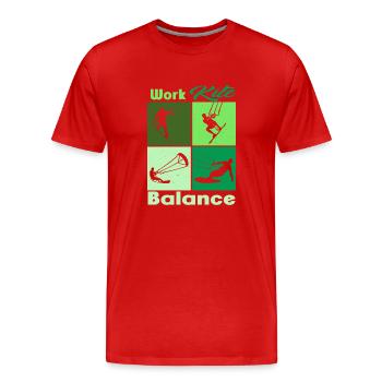 Équilibre du cerf-volant de travail. Style de vie Vintage Design, Travail - T-shirt bio Premium Homme - rouge - Devant - Damien (186cm)