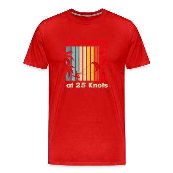 La vie commence à 25 nœuds, Lifestyle Vintage Design - T-shirt bio Premium Homme - rouge - Devant - Damien (186cm)