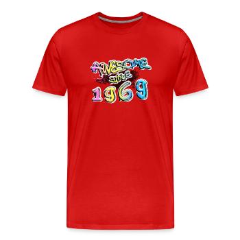 Génial depuis 1969 Graffiti Motif - T-shirt bio Premium Homme - rouge - Devant - Damien (186cm)