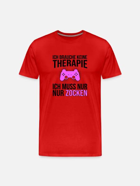 Gaming Therapie Spruch - Männer Premium Bio T-Shirt - Rot