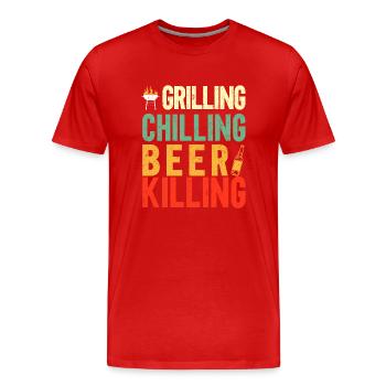 Bbq Grill Amateurs de viande Grill Party Food Bbq - T-shirt bio Premium Homme - rouge - Devant - Damien (186cm)