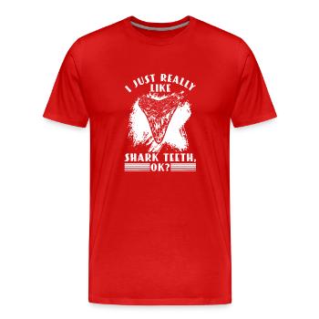 Megalodon Shark Tooth Fossil Collector Cadeau - T-shirt bio Premium Homme - rouge - Devant - Damien (186cm)