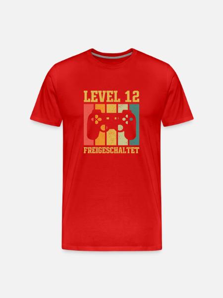 Level 12 freigeschaltet - Männer Premium Bio T-Shirt - Rot