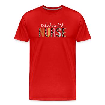 Télésanté Infirmière Coloré Léopard Imprimer Drôle - T-shirt bio Premium Homme - rouge - Devant - Damien (186cm)