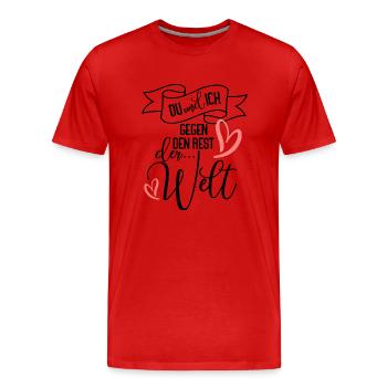 Du und ich gegen den Rest der Welt Liebe Motiv - Männer Premium Bio T-Shirt - Rot - Vorne - Damien (186cm)