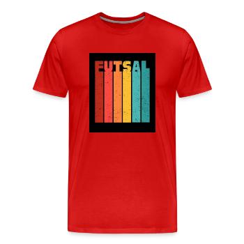 Futsal Retro Graphic Indoor Soccer Player Football - Männer Premium Bio T-Shirt - Rot - Vorne - Damien (186cm)