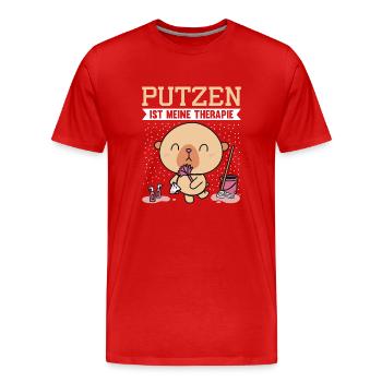 PUTZEN IST MEINE THERAPIE - Männer Premium Bio T-Shirt - Rot - Vorne - Damien (186cm)
