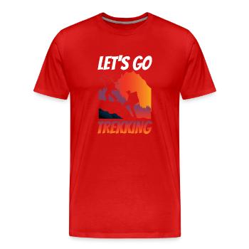 Allons aux amateurs de trekking randonneurs - T-shirt bio Premium Homme - rouge - Devant - Damien (186cm)