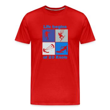 Life begins at 20 Knots, Lifestyle Vintage Design - Men's Premium Organic T-Shirt - red - Front - Damien (186cm)
